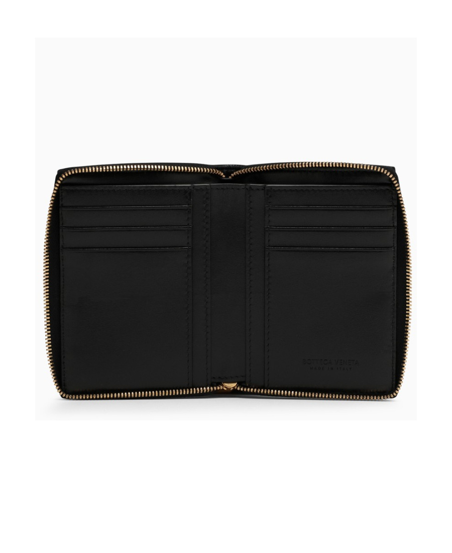 Bottega Veneta Checkered Zipper Purse In Black
