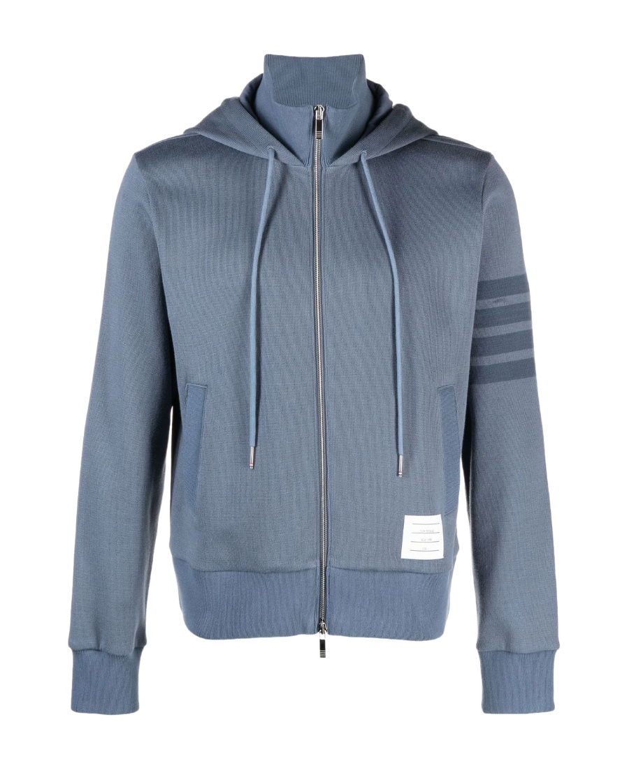 Thom Browne Cotton Funnel Neck Hoodie In Gray