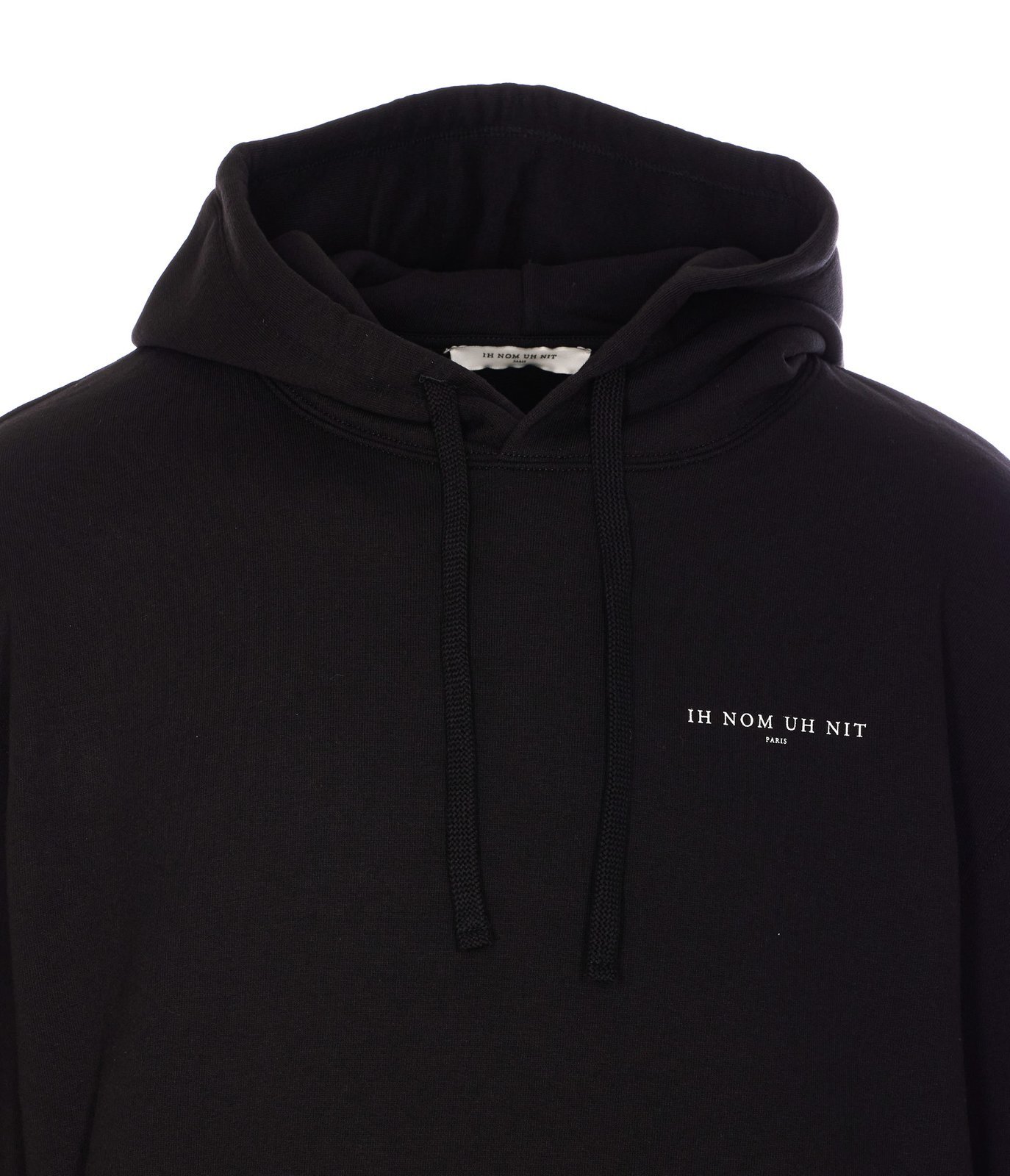 Ih Nom Uh Nit Relaxed Fit Black Hoodie With Graphic Design In Black