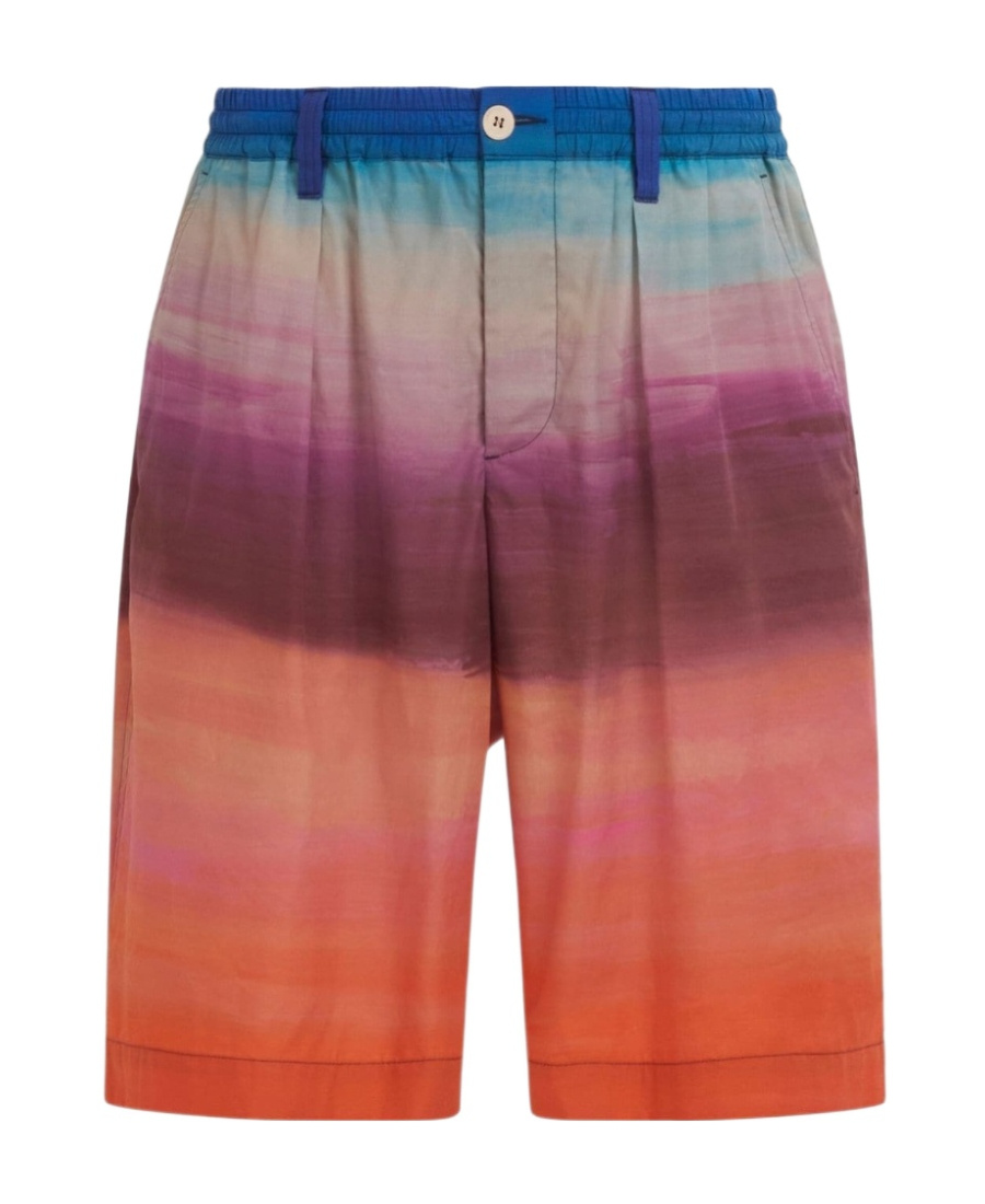 Marni Painterly-print Pleated Cotton Shorts In Red