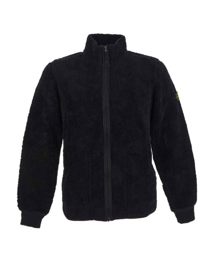 Stone Island Compass-badge Faux-shearling Jacket In Black