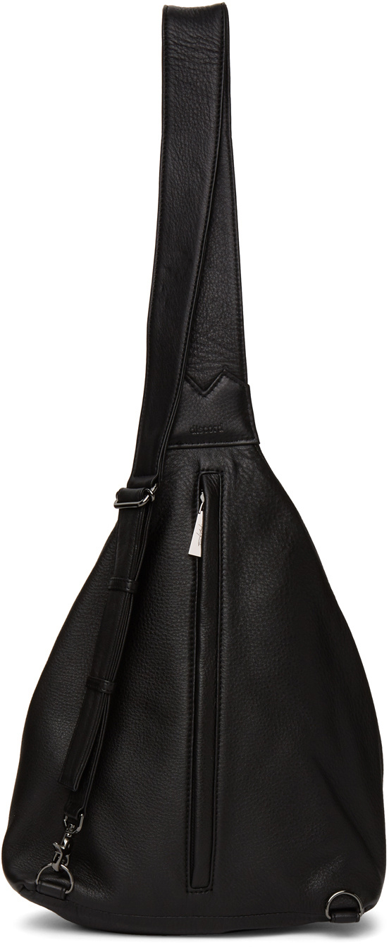 Yohji Yamamoto Logo-embossed Leather Shoulder Bag In Black