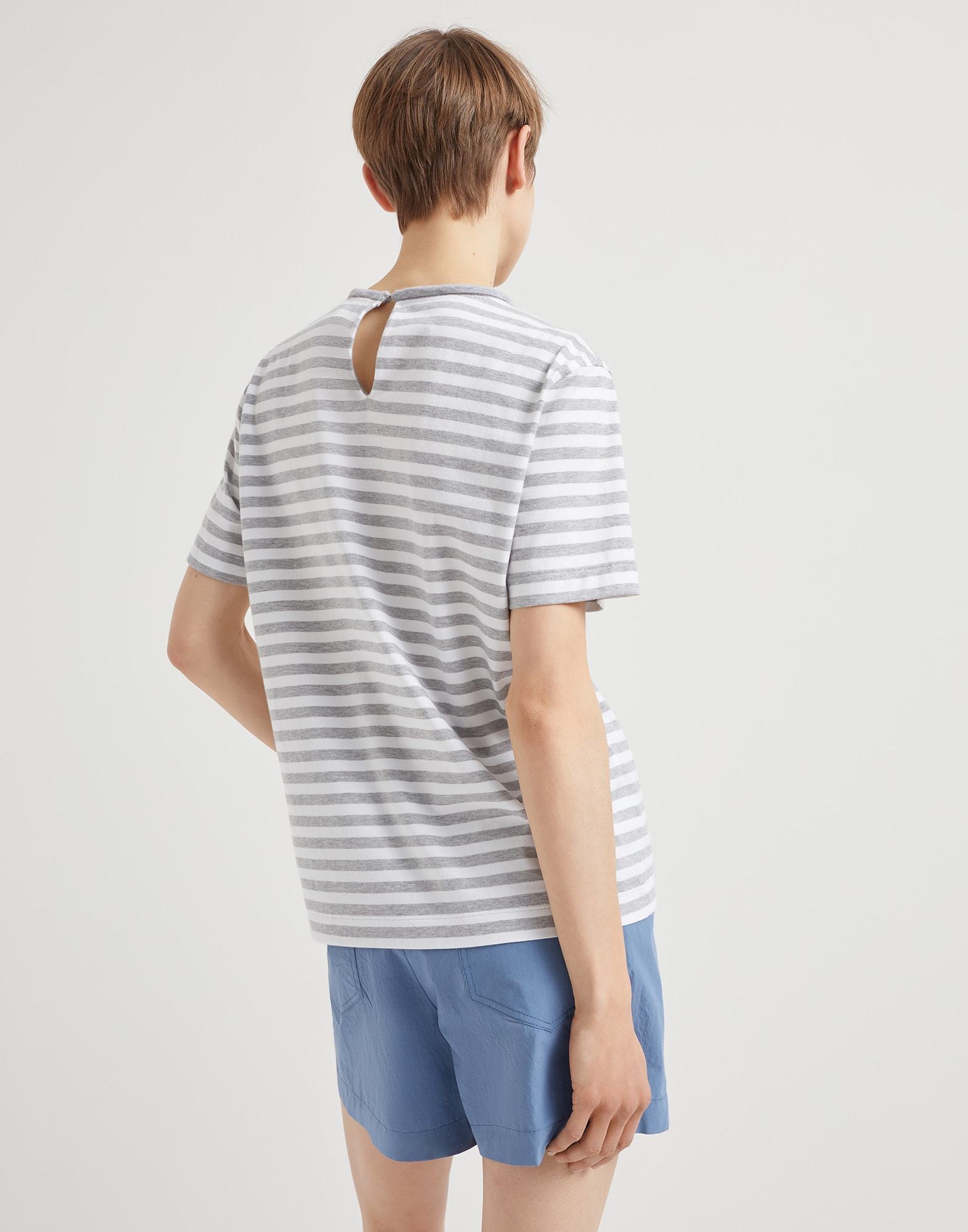 Brunello Cucinelli Striped Straight Hem T-shirt In White