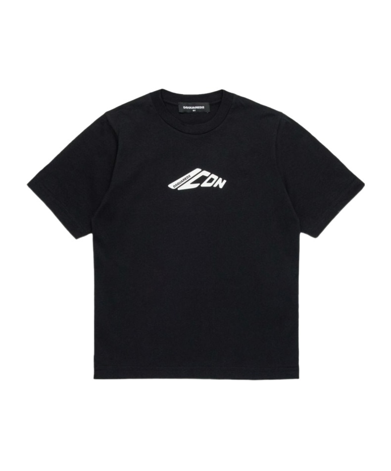 Dsquared2 Black T-shirt With Contrasting Icon Print In Black