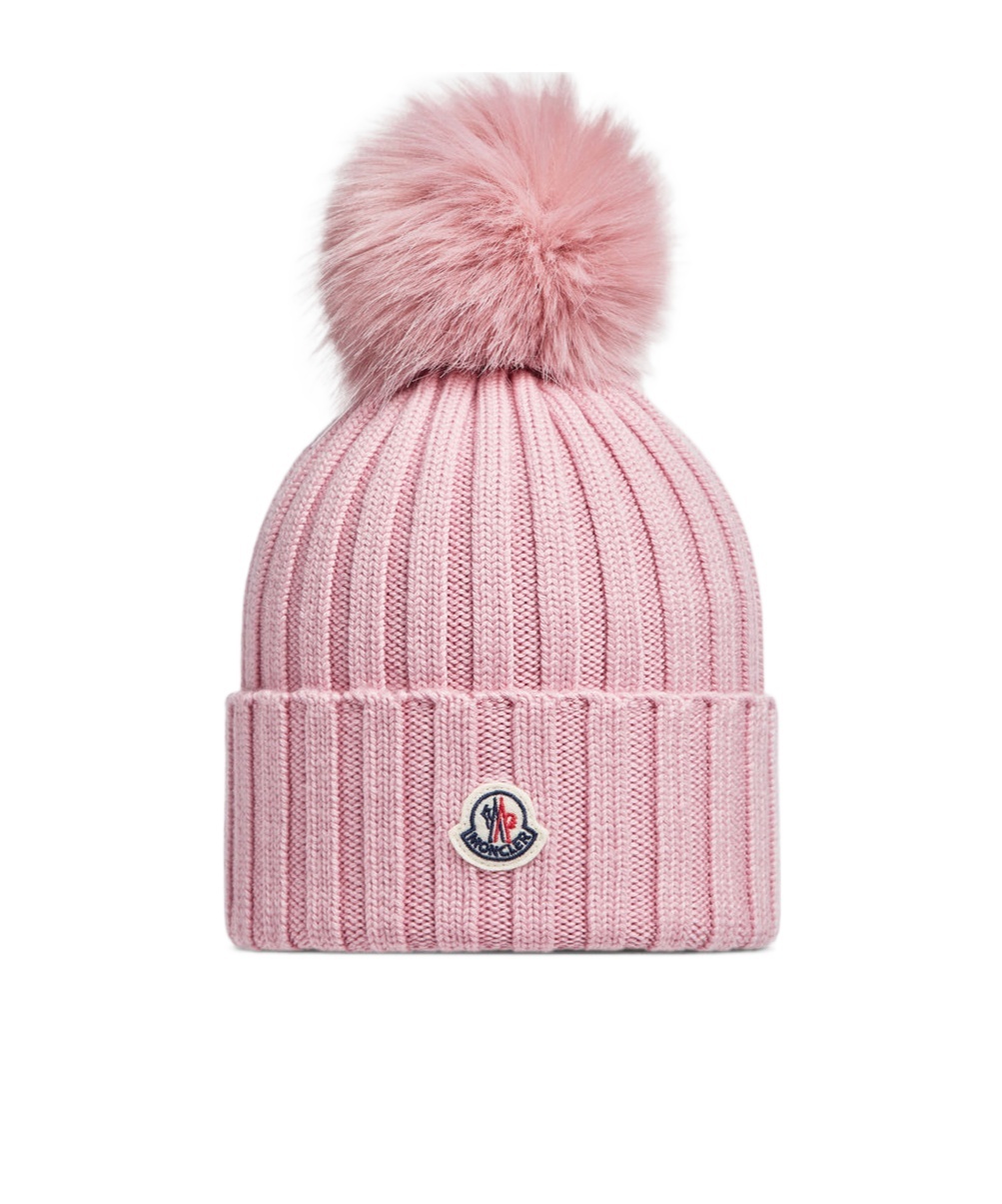 Moncler Wool Beanie In Pink