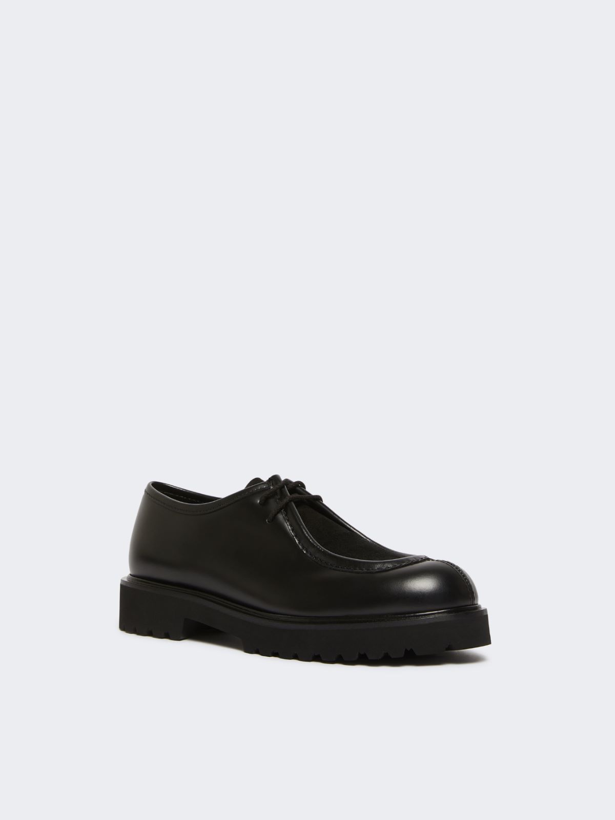 Max Mara Leather And Suede Lace-up Shoes In Black
