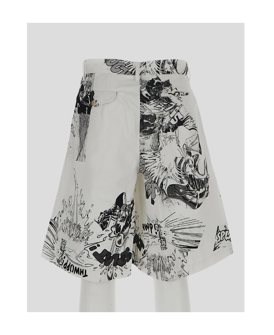 Comme Des Garçons Christian Marclay Graphic-print Shorts In Gray