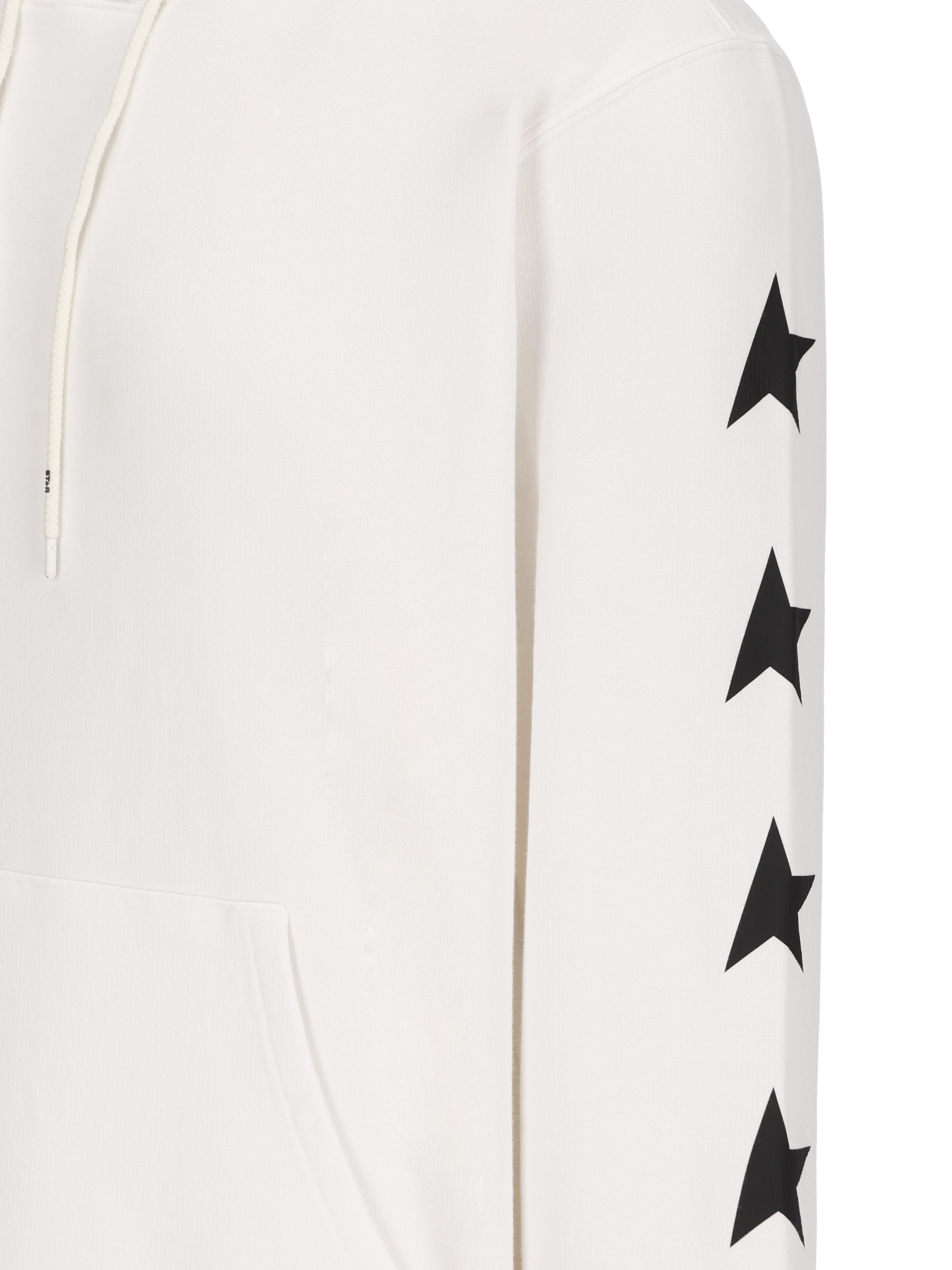 Golden Goose Star Print Hooded Sweater With Kangaroo Pocket In White