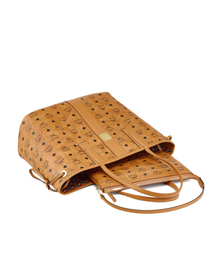 Mcm Liz Small Reversible Visetos Shopper Tote In Brown