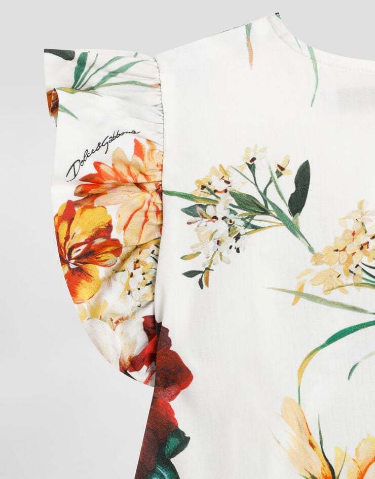 Dolce & Gabbana Floral-print Poplin Dress In Multi