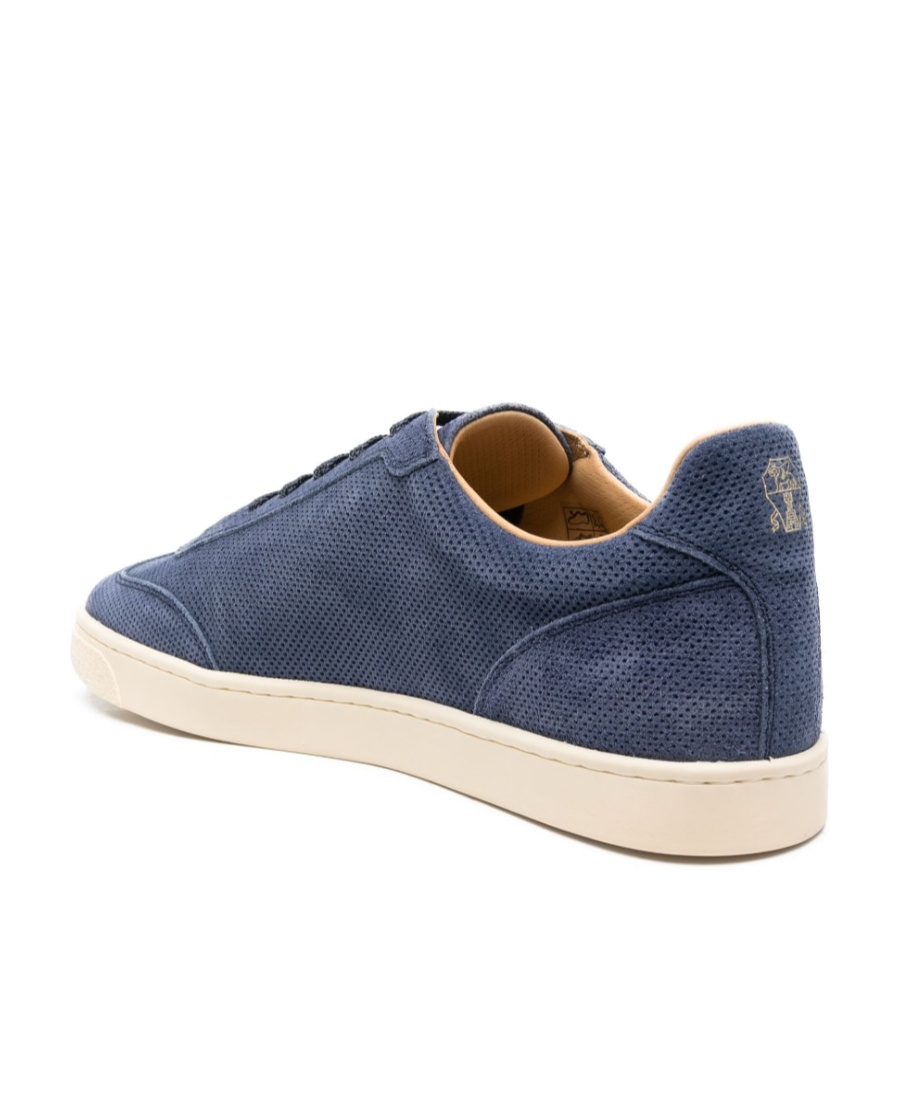 Brunello Cucinelli Perforated Low-top Sneakers In Blue