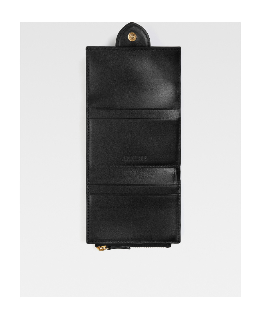 Jacquemus Le Compact Bambino Leather Wallet In Black