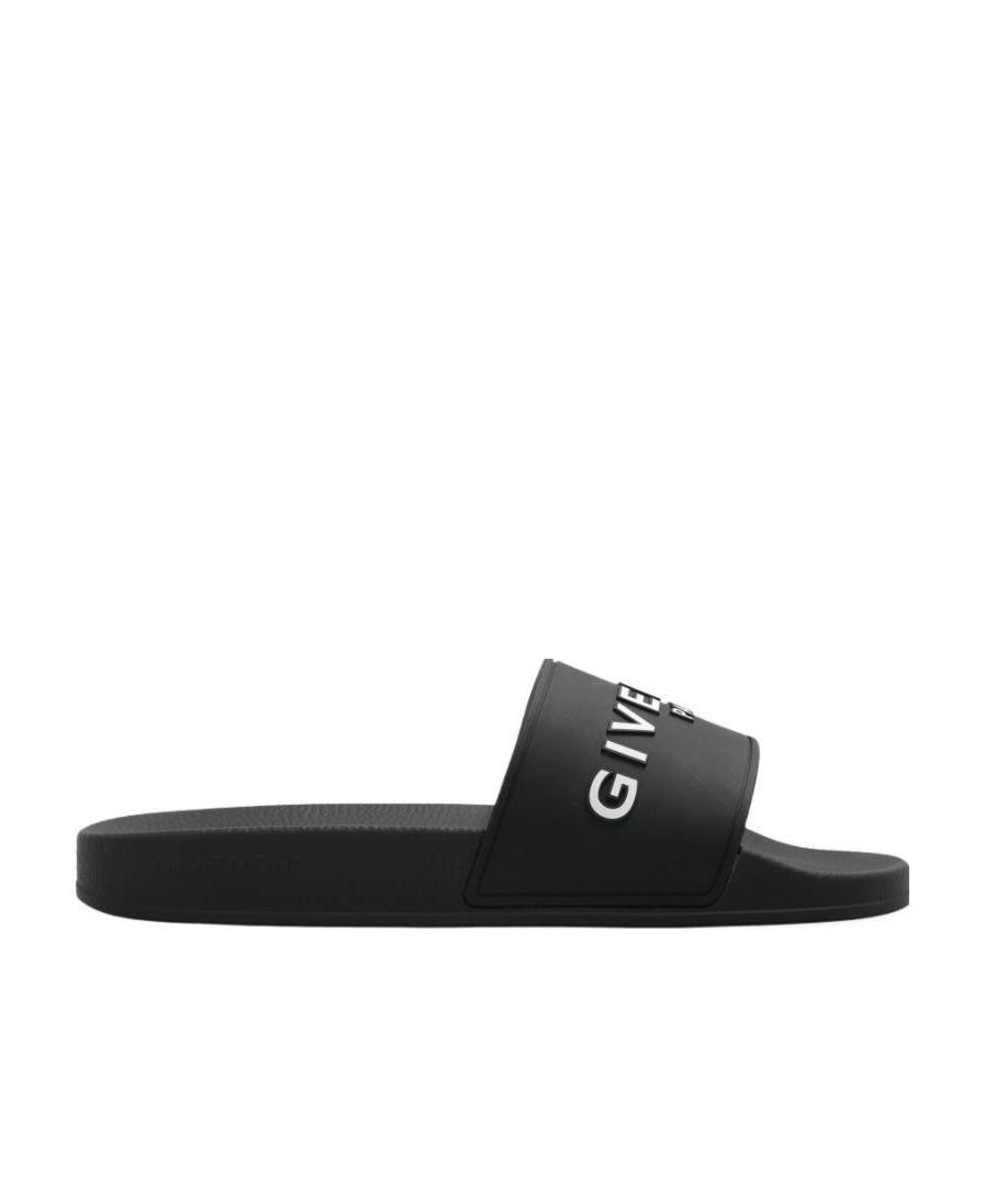 Shop Givenchy Slide Flat Sandals In Rubber In Black