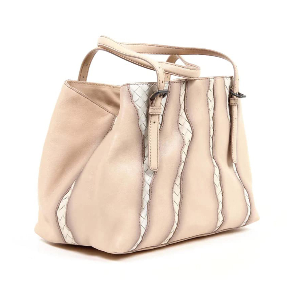 Bottega Veneta Color Blocking Handbag In Nude