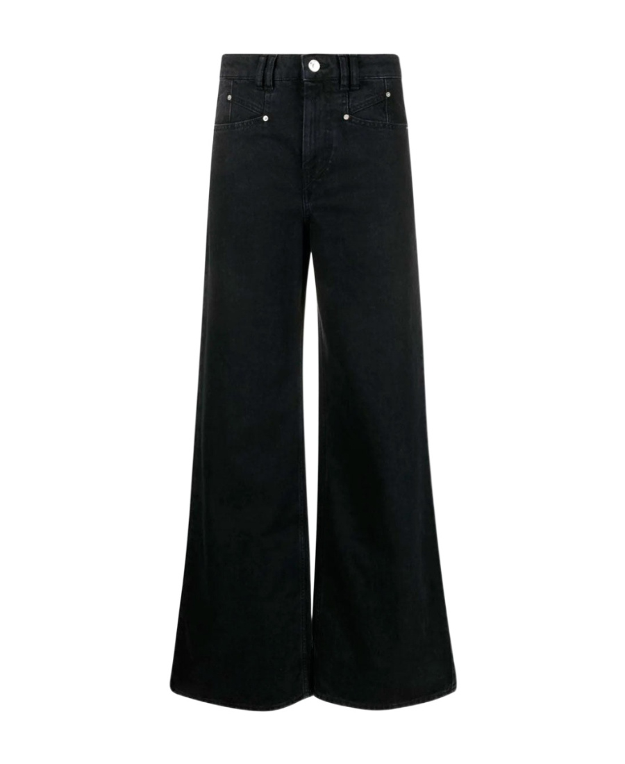 Isabel Marant Lemony Black Five-pocket Jeans With Logo Patch In Cotton Denim Woman In Black