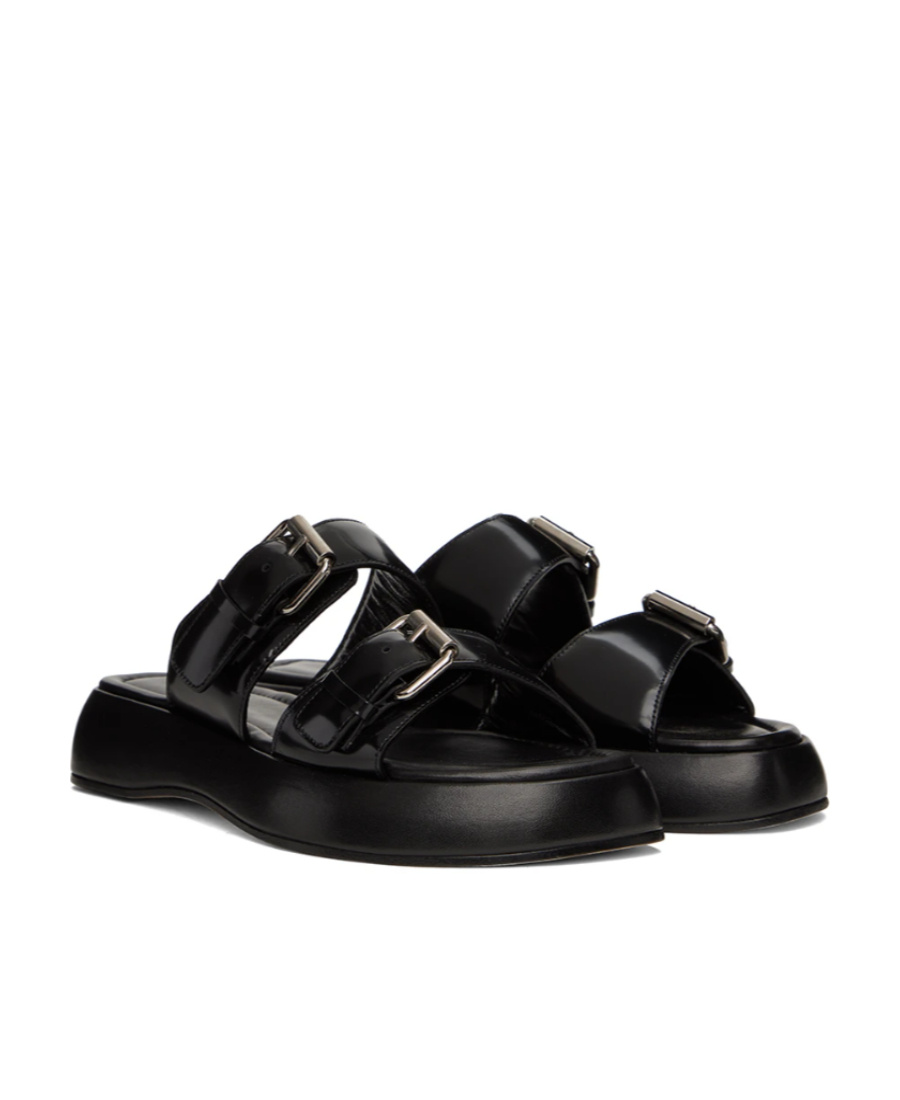 By Far Wyatt Flat-soled Sandals In Black