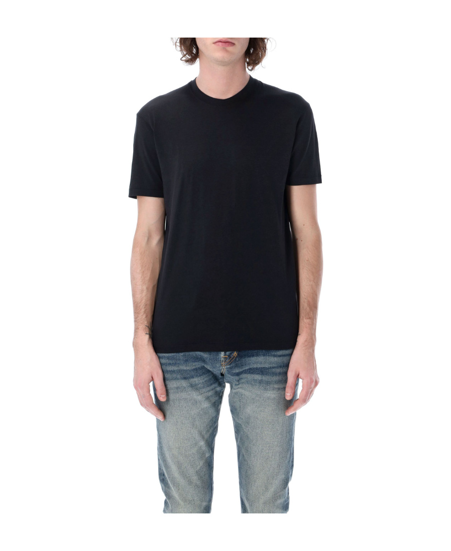 Tom Ford Black Stretch Cotton Crew Neck T-shirt In Black