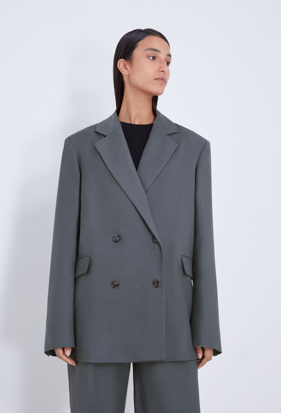 Loulou Studio Long-sleeved Casual Jacket In Gray