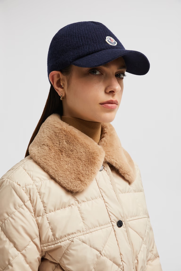 Moncler Knitted Cotton Baseball Cap In Black