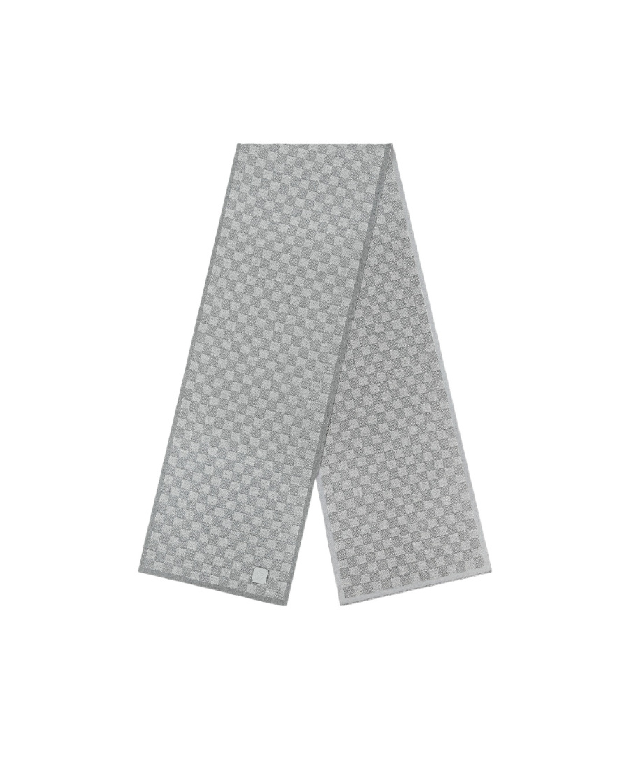 Pre-owned Louis Vuitton Neo Petit Damier Wool Scarf In Gray