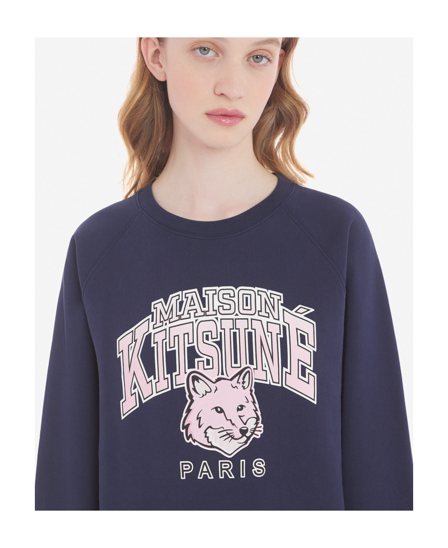 Maison Kitsuné Graphic-print Cotton Sweatshirt In Blue