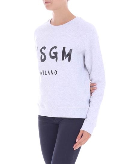 Msgm Sweatshirt With Brushed Logo Print In White