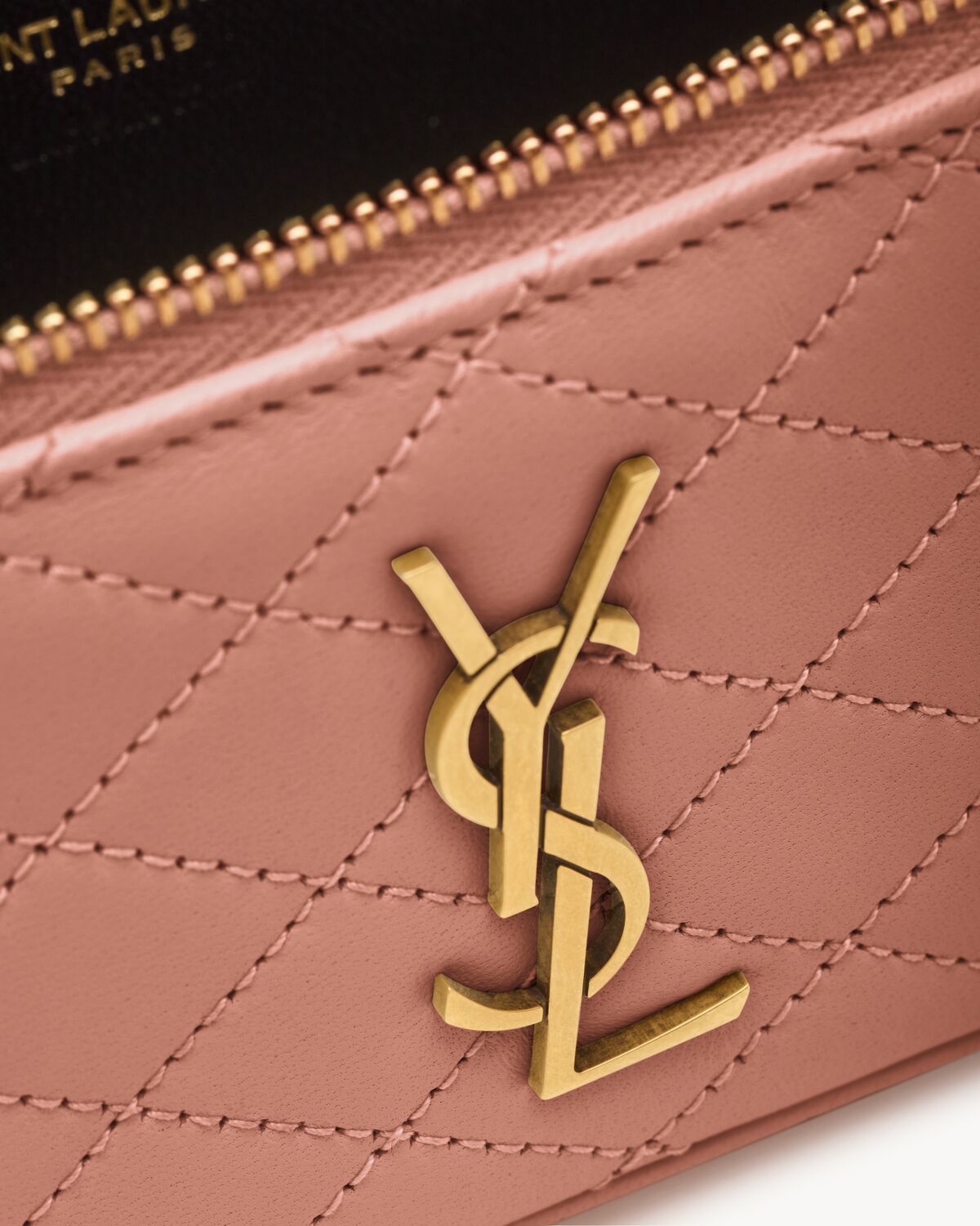 Saint Laurent Zippered Cosmetic Bag In Brown
