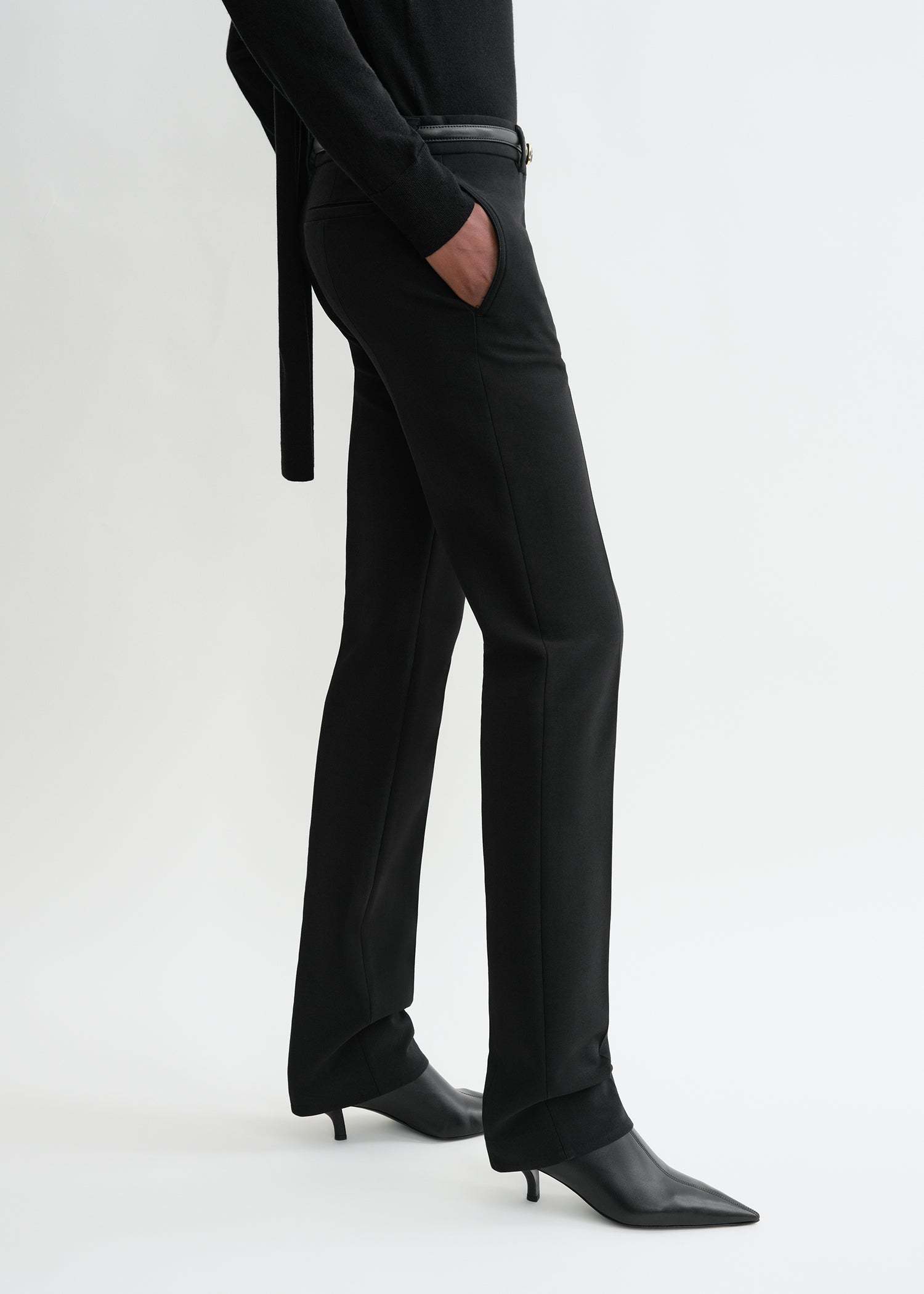 Totême Low-rise Wool Trousers In Black