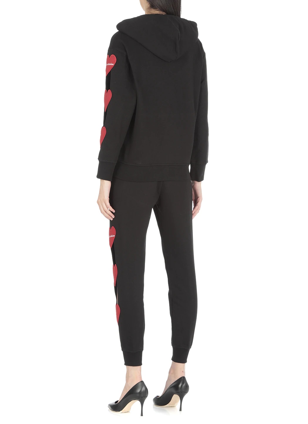 Moschino Cut-out Heart Zipped Hoodie In Black