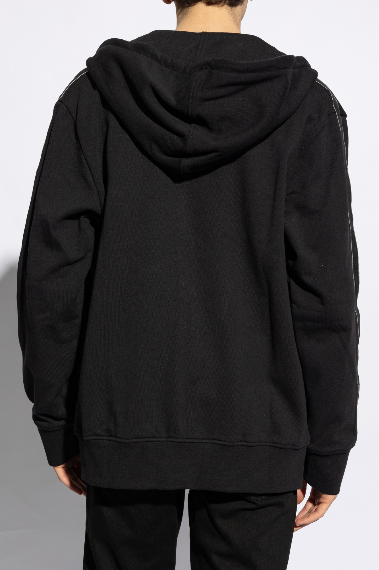 Alexander Mcqueen Drawstring Zip Up Hoodie In Black