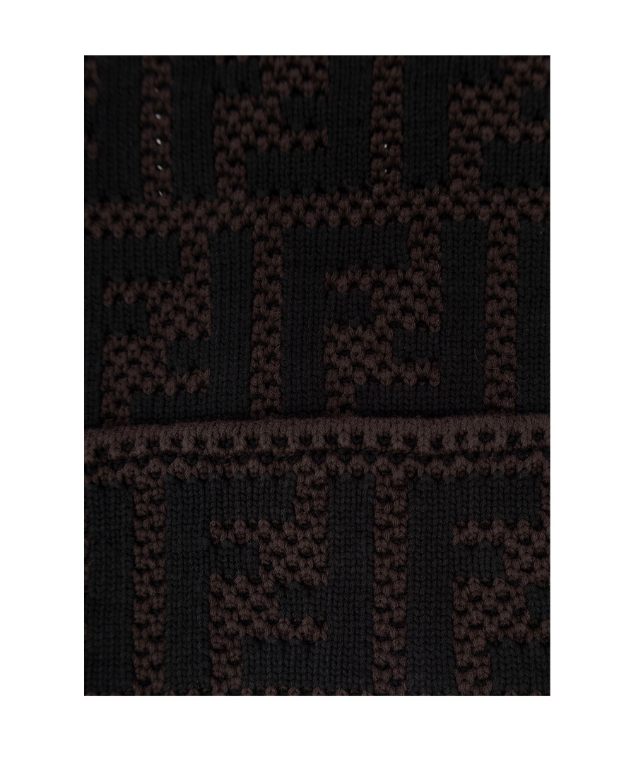 Fendi Monogram-pattern Beanie In Black