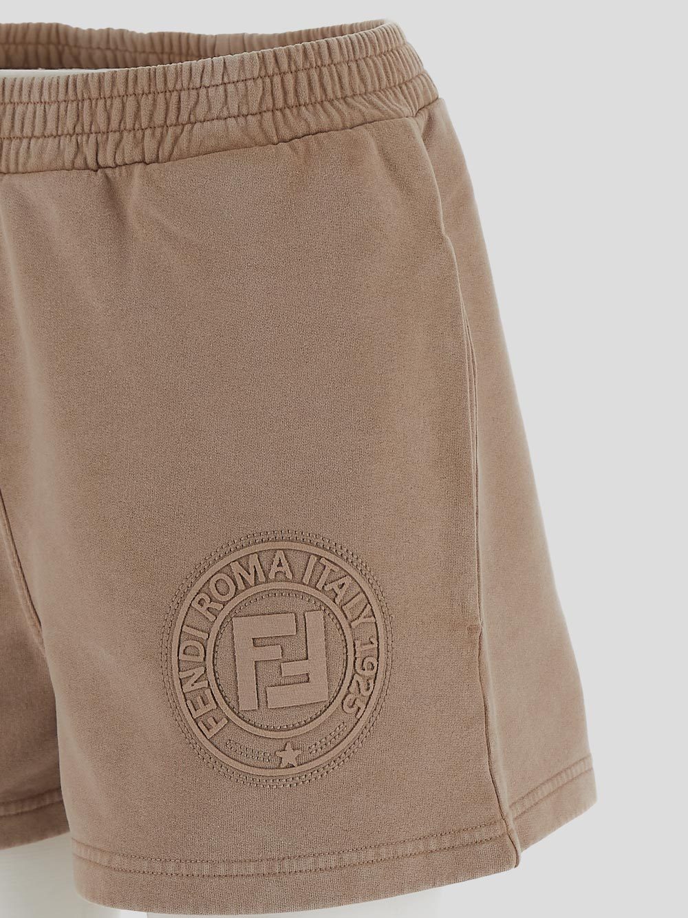 Fendi Cotton Shorts With Elastic Waistband And Side Pockets In Brown