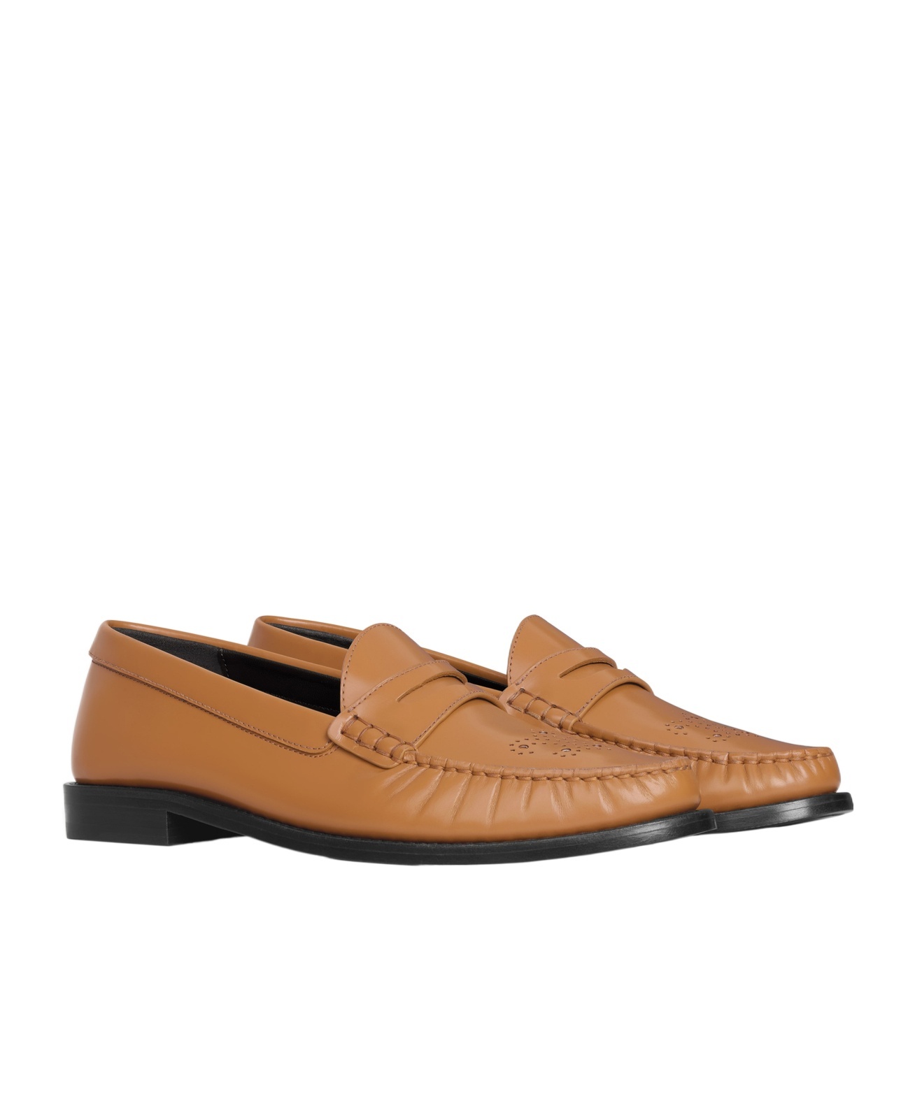 Celine Vivienne Polished Bullskin Loafers In Brown