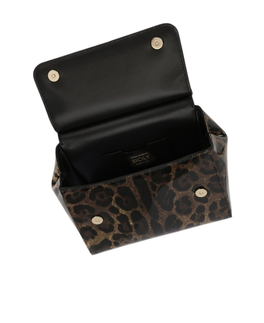 Dolce & Gabbana Leopard Print Sicily Tote In Black