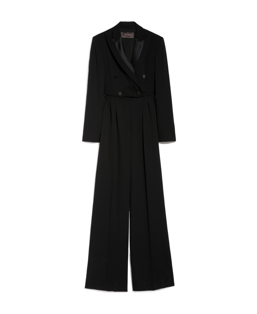 Max Mara Double-breasted Wool Jumpsuit In Black