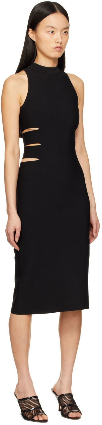 Alaïa A Hollow-out Medium-length Dress Hanging From The Neck In Black