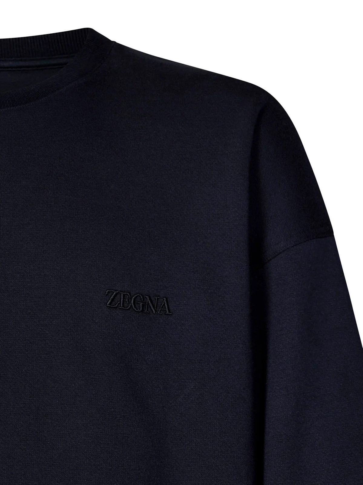 Shop Zegna Z Logo Embroidered Drawstring Hem Crewneck Sweatshirt In Black