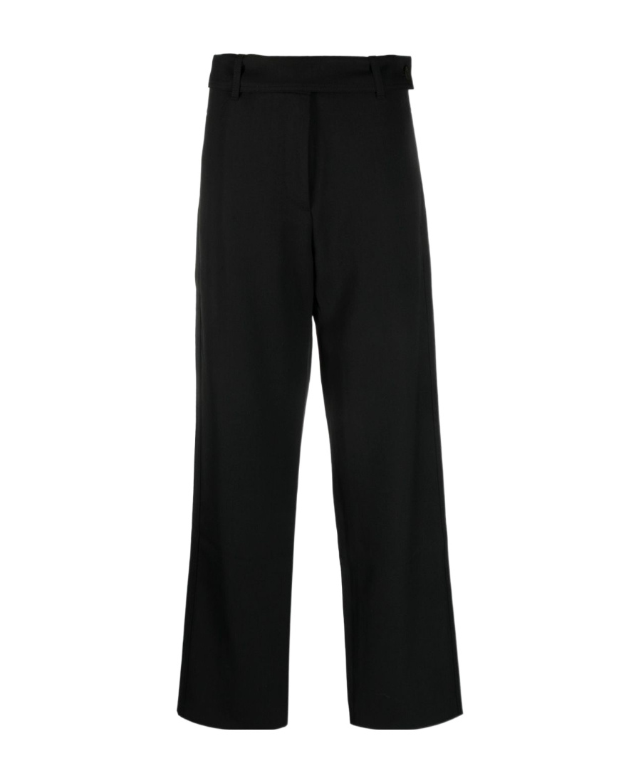 Studio Nicholson Wool Blend High Waist Trousers In Black