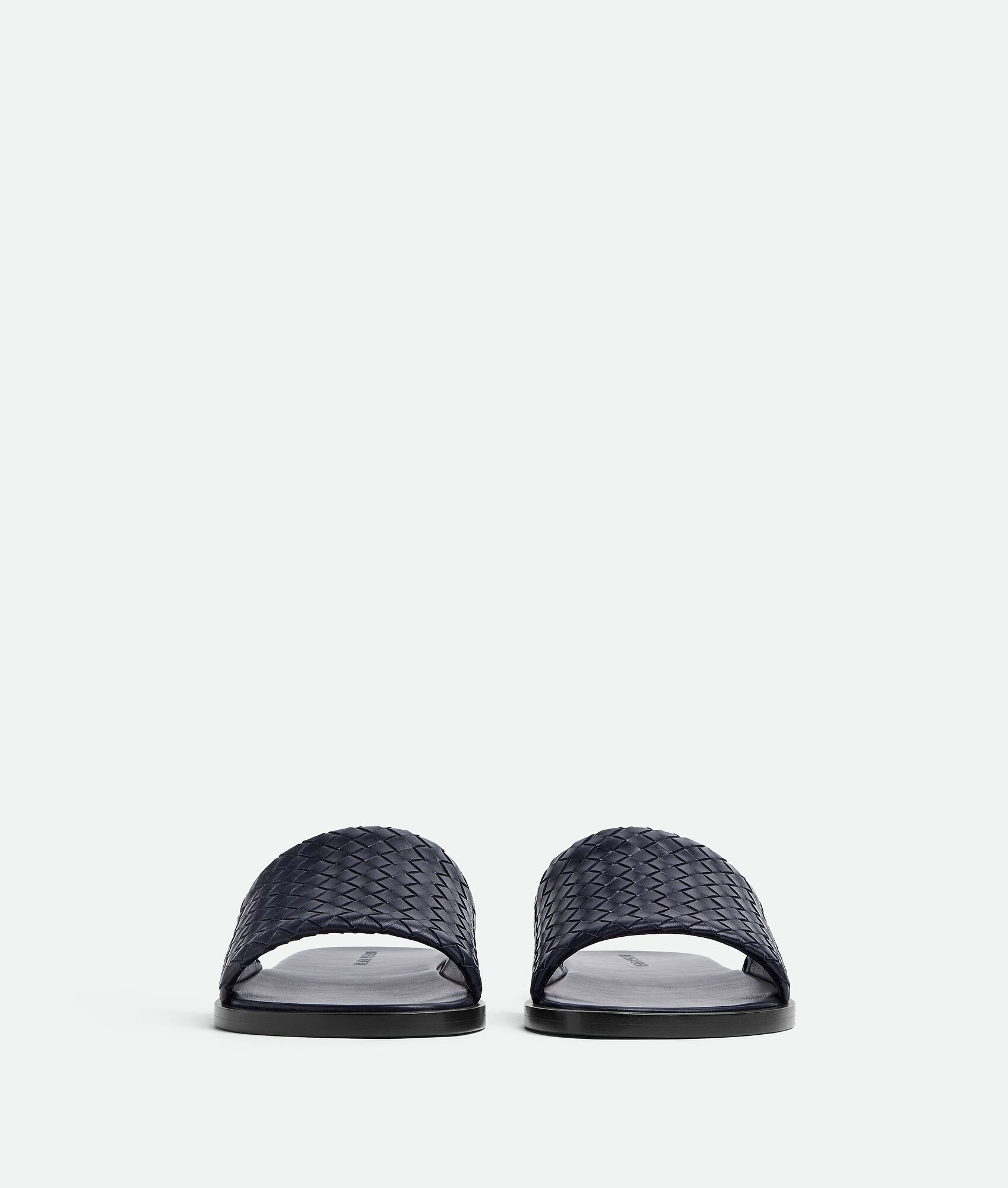 Bottega Veneta Nappa Leather Slippers Strap Woven In Black