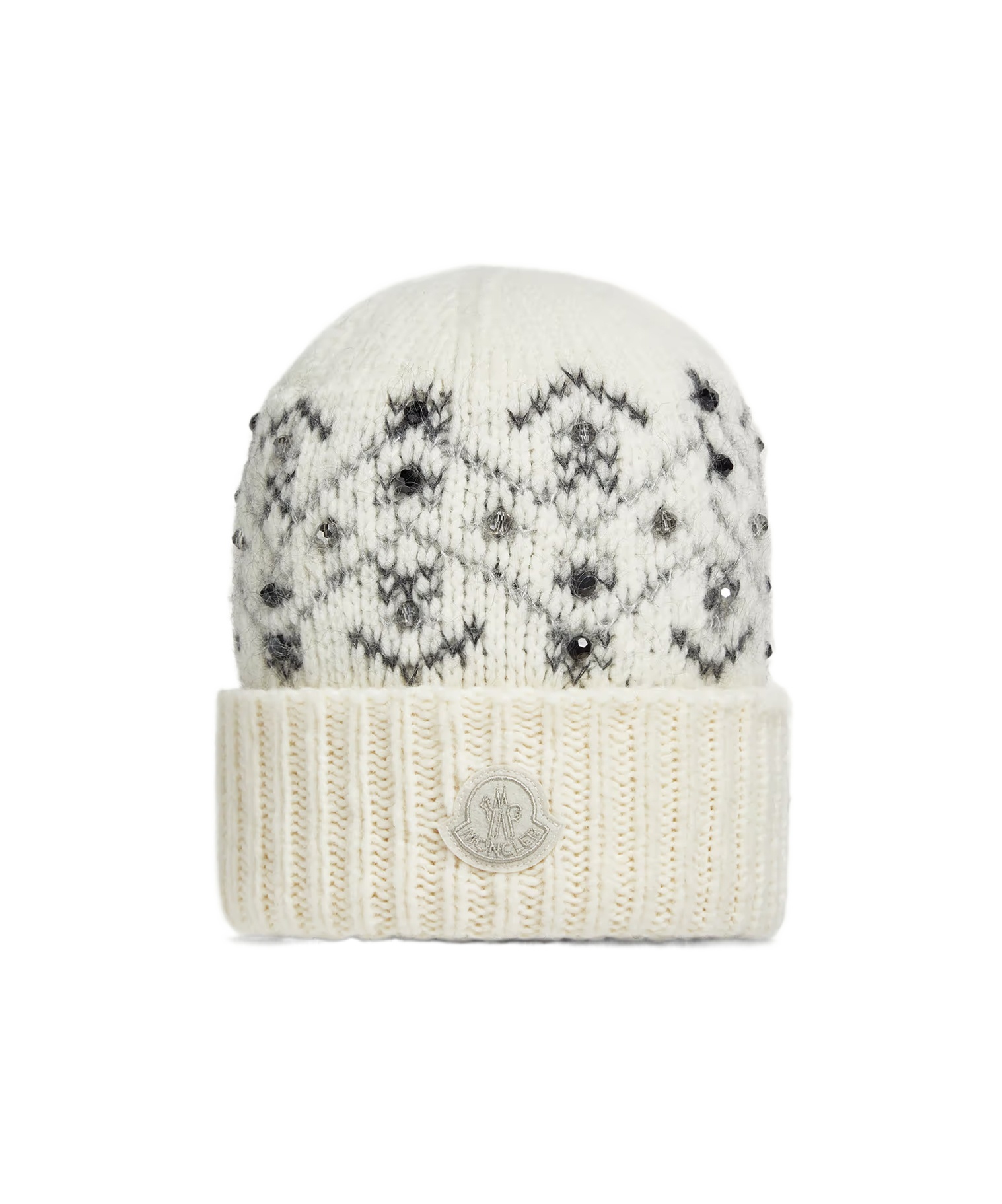 Moncler Crystal-embroidered Alpaca Blend Beanie In Neutral