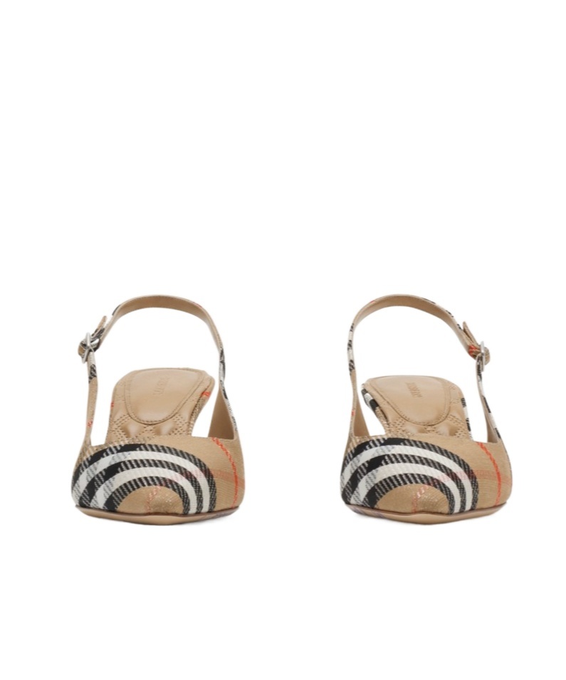 Burberry Slingback Pumps Birdie Check Women In Nude