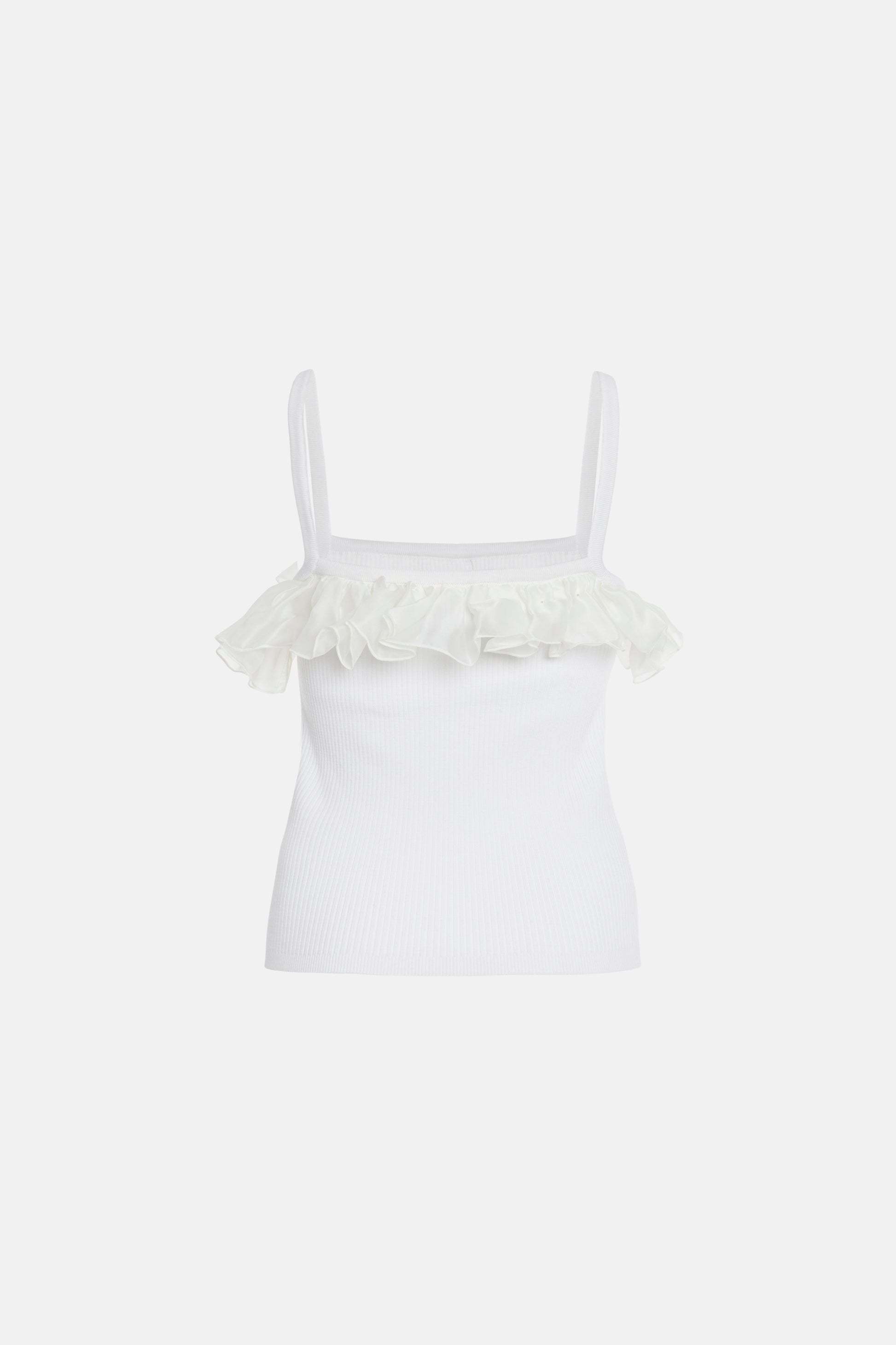 Alessandra Rich Bow Ruffled Top In White