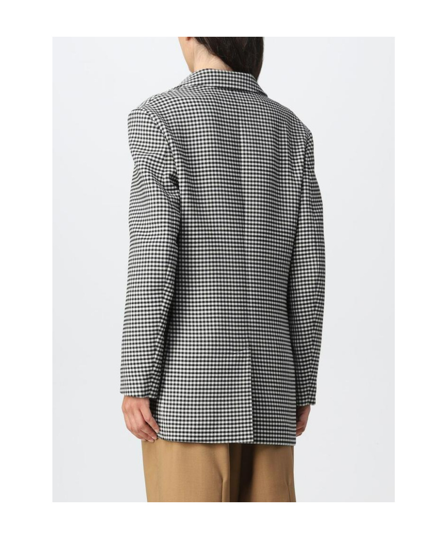 Marni Houndstooth Wool-blend Blazer In Gray