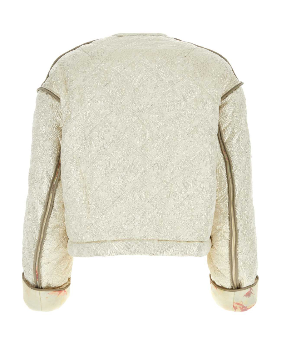 Dries Van Noten Bomber In Misto Seta Platino Donna In White