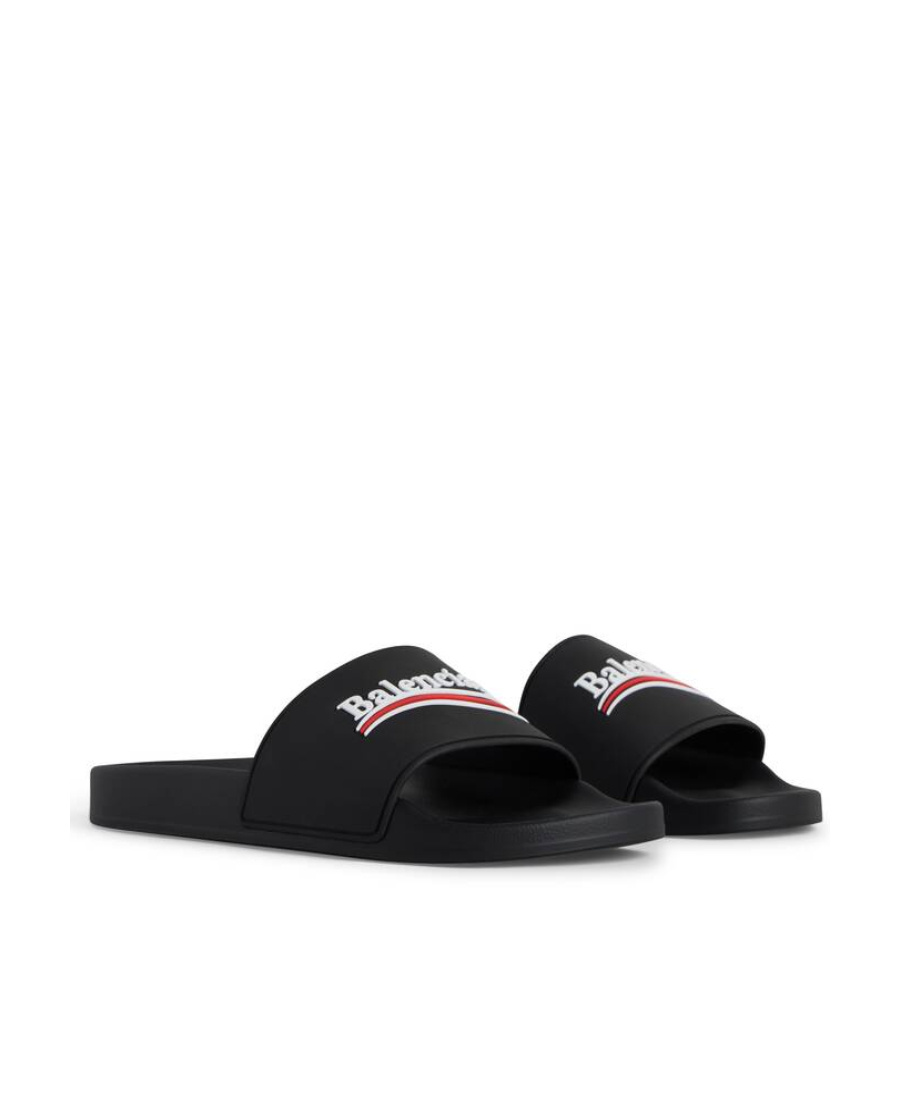 Balenciaga Political Campaign Pool Slides In Black