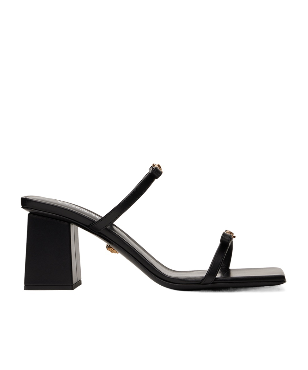 Versace 70mm Square-toe Sandals In Black