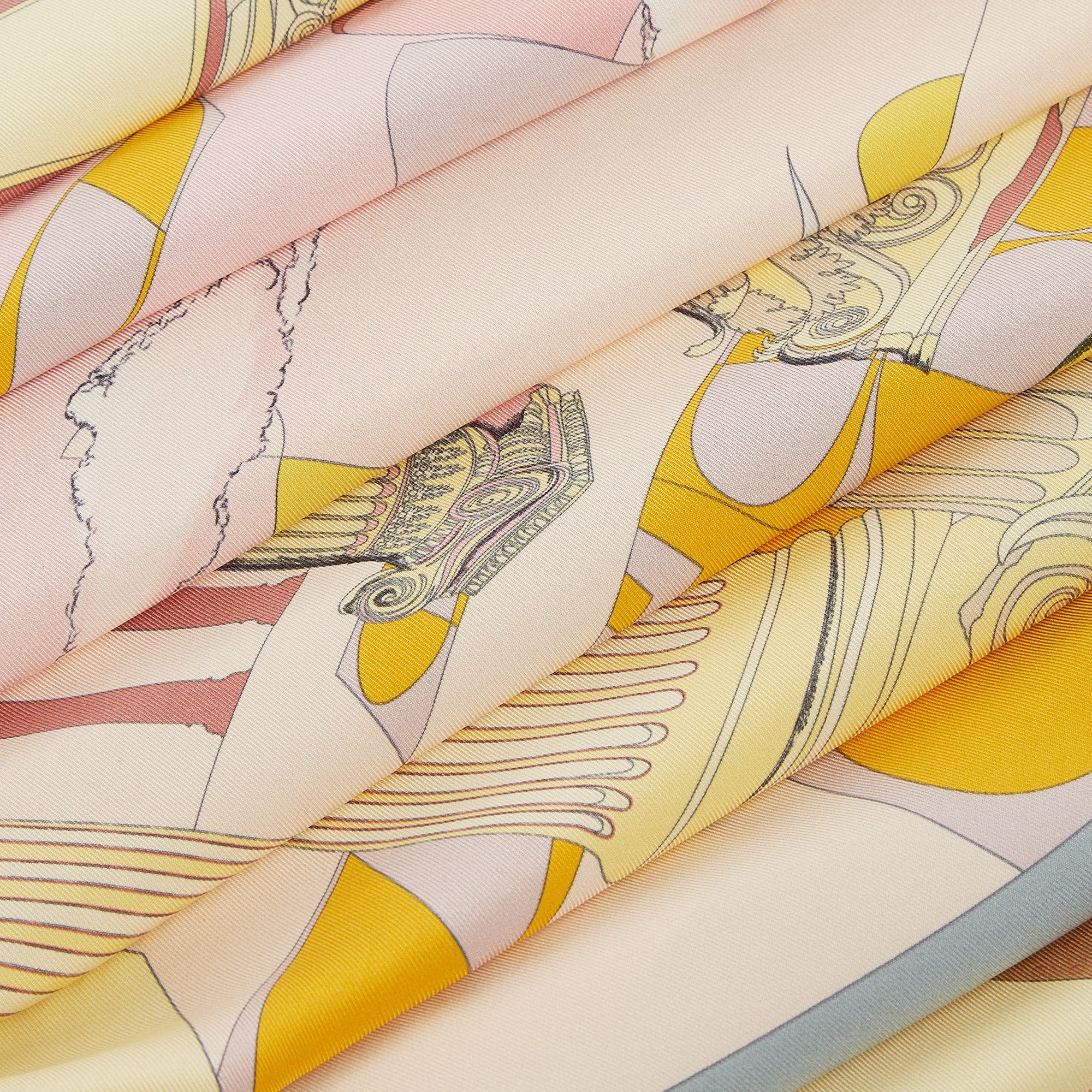 Fendi Moonlight Echoes Geometric-print Silk Scarf In Gold