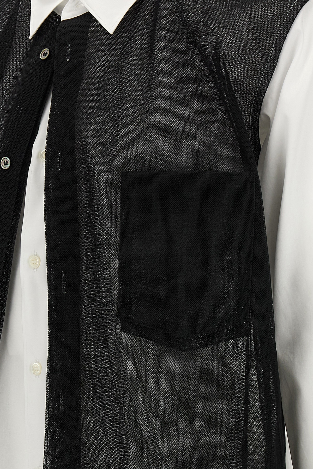 Comme Des Garçons Sheer Overlay Shirt Chest Pocket Detail