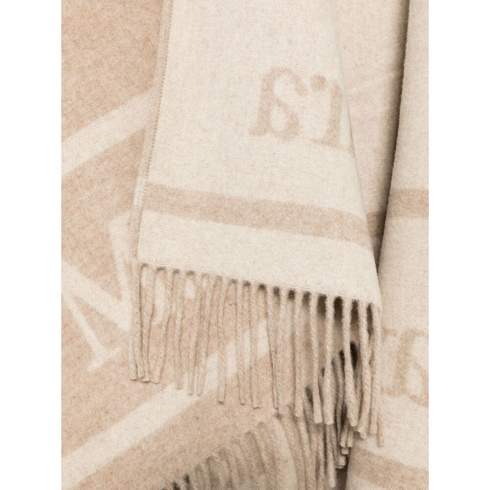Max Mara Fringed Shawl In Nude