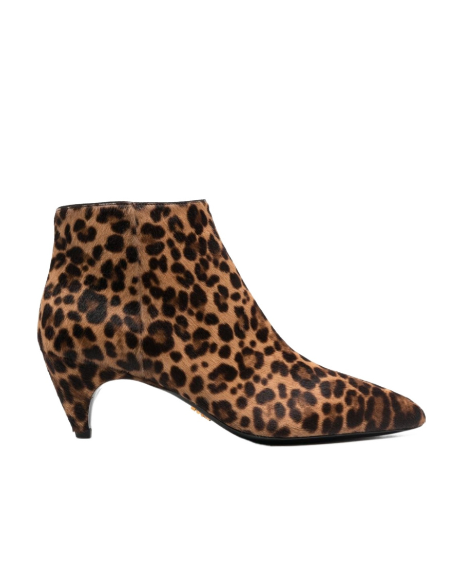 Prada 60 Leopard Print Ankle Boots In Multi